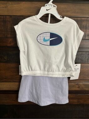 NWT Nike Toddler Girls White Tee with Lavender Skort 2Pc Set- Size 2T